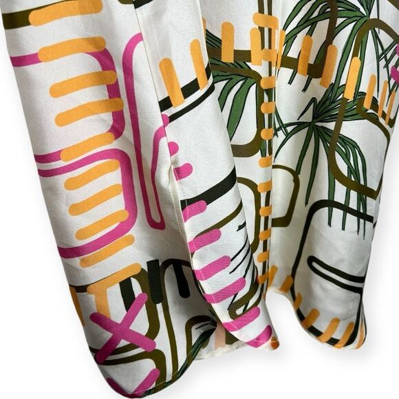 Be Parisian 100% French Silk Twist Tank Top Blouse Botanical Floral Medium Large - Picture 6 of 11